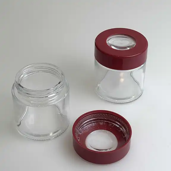 child resistant weed glass jar with magnifying lid